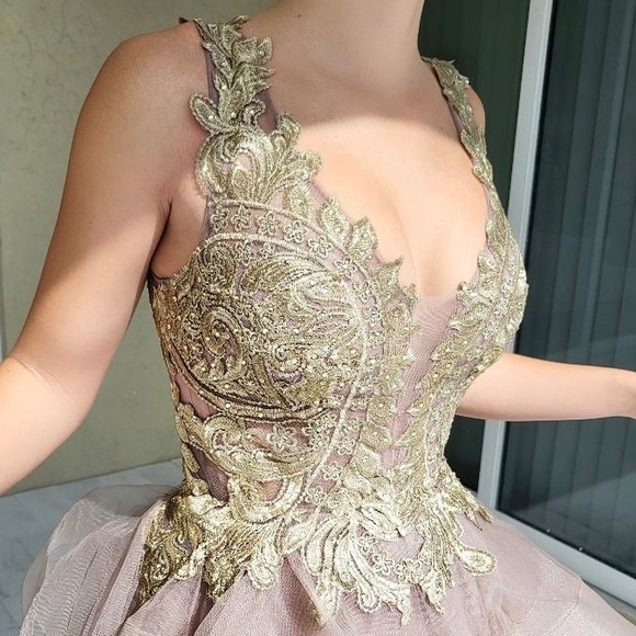 Mauve with gold prom ball down - Picture 6 of 6